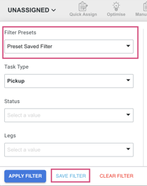 Saved filters