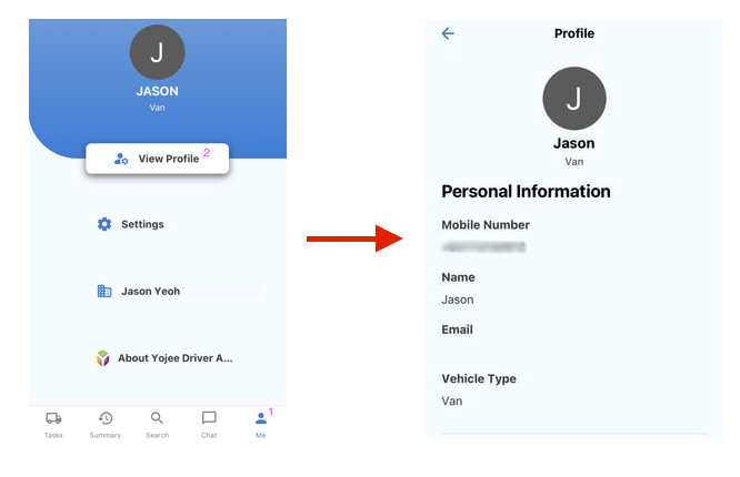 Driver App - Login and Settings