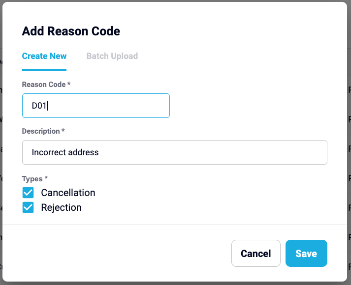 Manage Reason Codes for Cancellation and Rejection